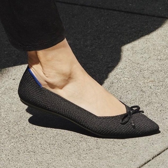 Rothy's Shoes - Rothy's Point Women's Black Bow Flats
